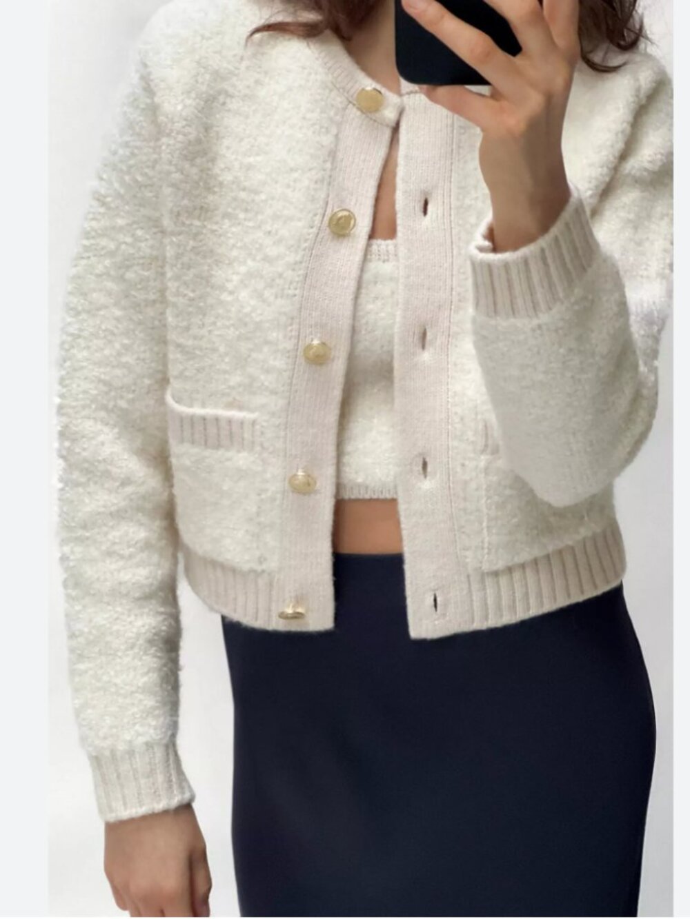 Zara Boucle Knit Cardigan and Tube Top Set NWOT